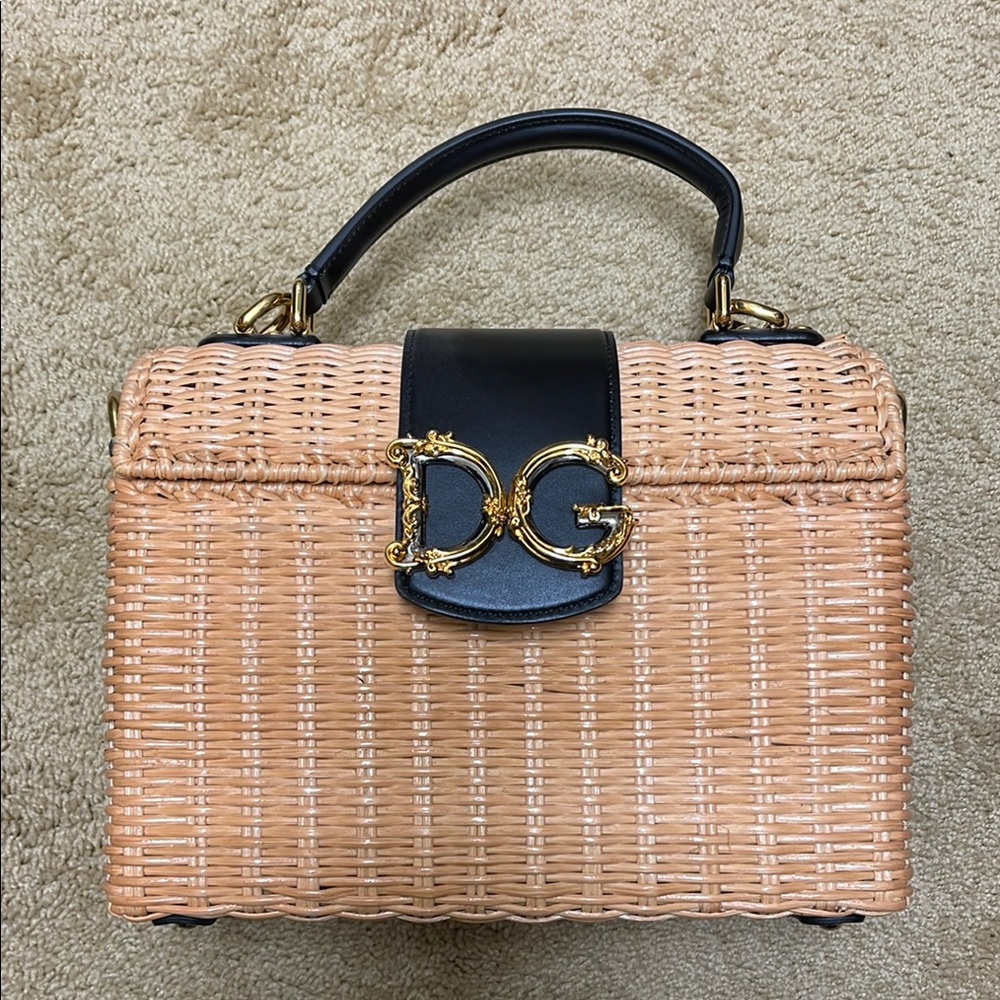 Dolce & Gabbana Tan and Black Shoulder Bag with Decorative Clasp